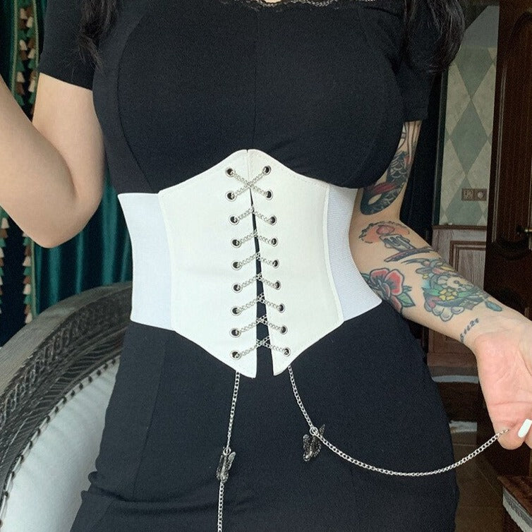 Corset en Cuir Underbust Papillon, ceinture corset