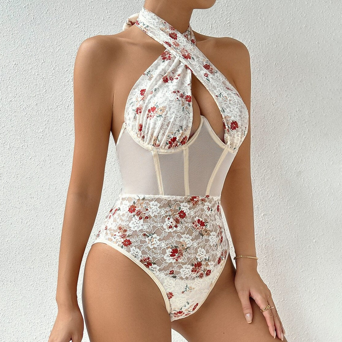 Corset Body en Dentelle Fleurie, body bustier gainant