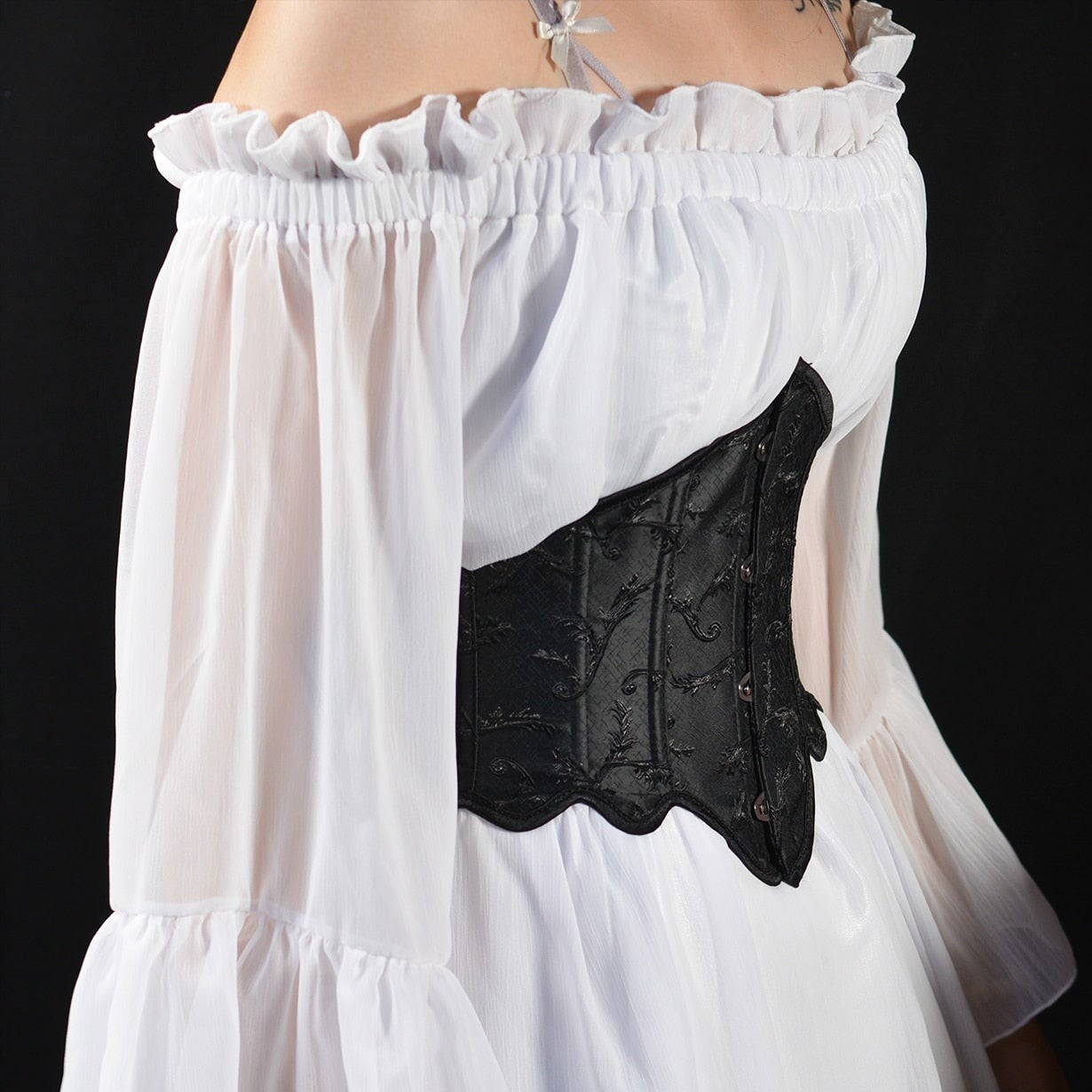 Corset Noir Gothique Underbust, Corset steampunk noir