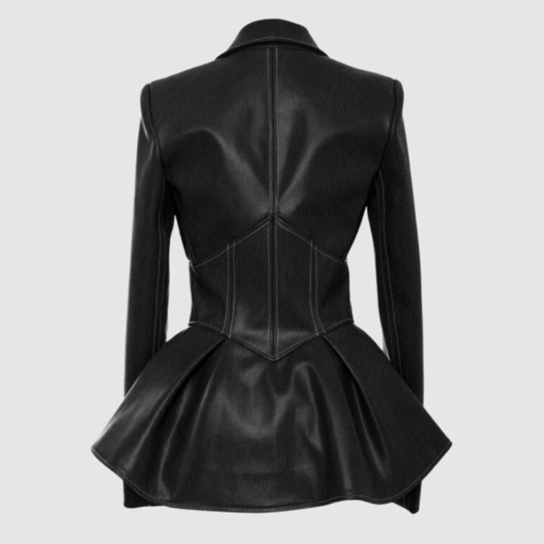 Veste Corset en Cuir Noir, corset simili cuir femme