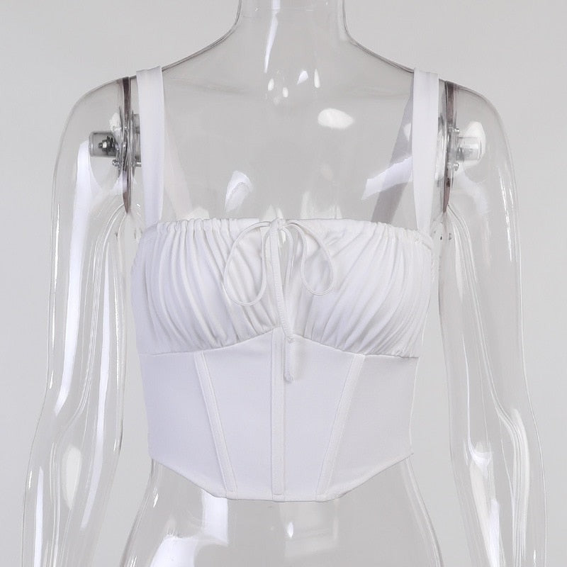 Top Bustier Blanc Bretelles, top bustier blanc coton