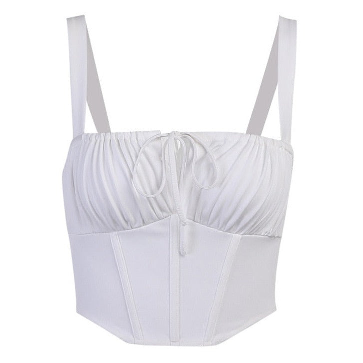 Top Bustier Blanc Bretelles, bustier blanc col bateau
