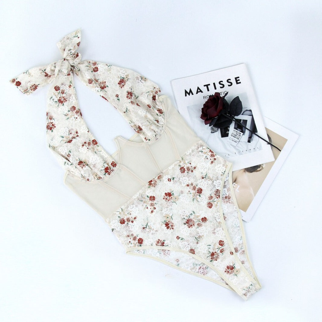 Corset Body en Dentelle Fleurie, body sans couture