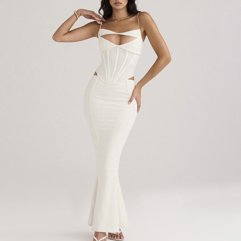 Robe Corset Bustier Longue Blanche