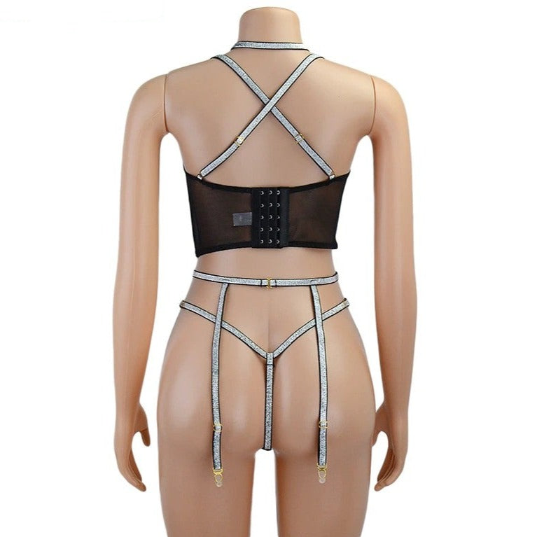 Corset Sexy à Chaines pour Femme avec strass