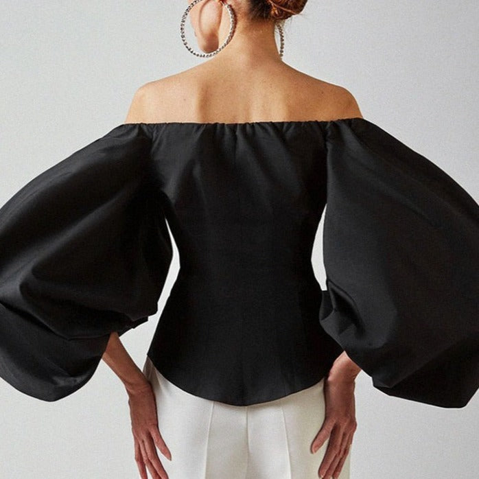 Bustier Chic Noir à Manches Longues, corset noir pour femme