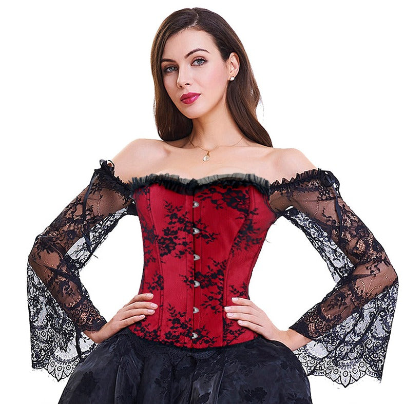 Corset Gothique Manches Longues En Dentelle Sabrina, corset victorien