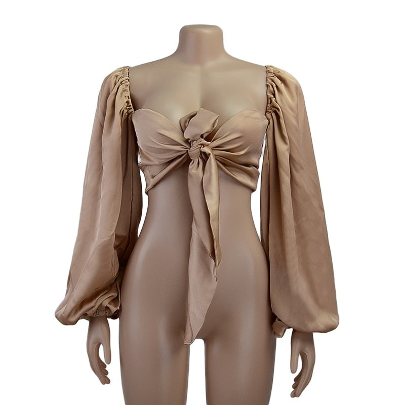 Bustier Top Café à Manches Longues