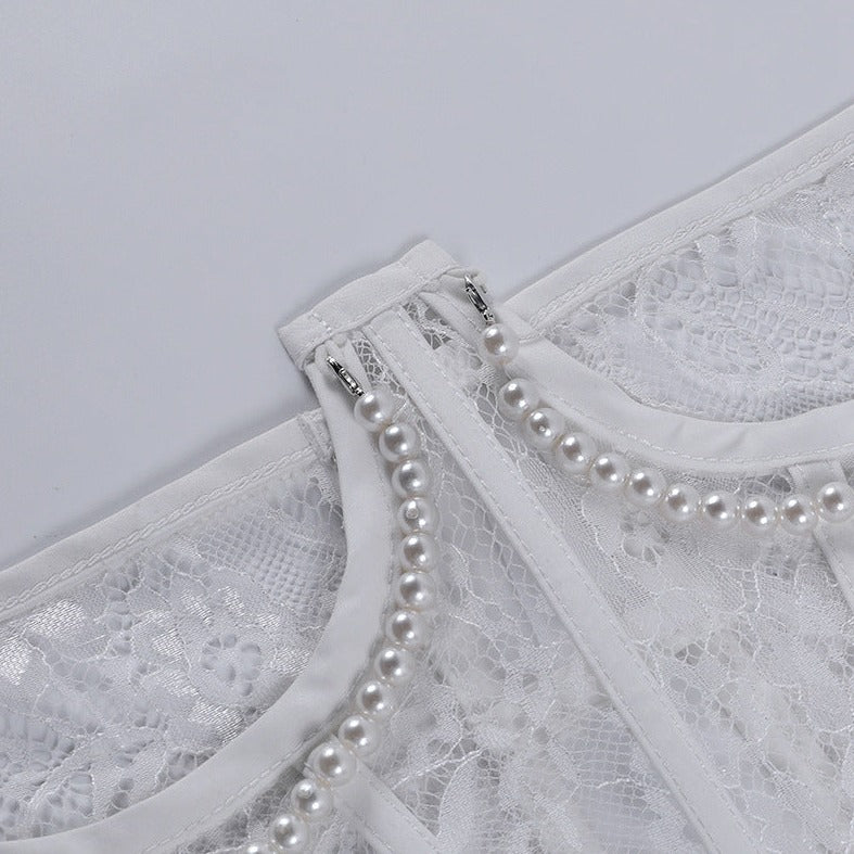 Ceinture Corset Underbust Blanc À Chaines Mylah, corset push up