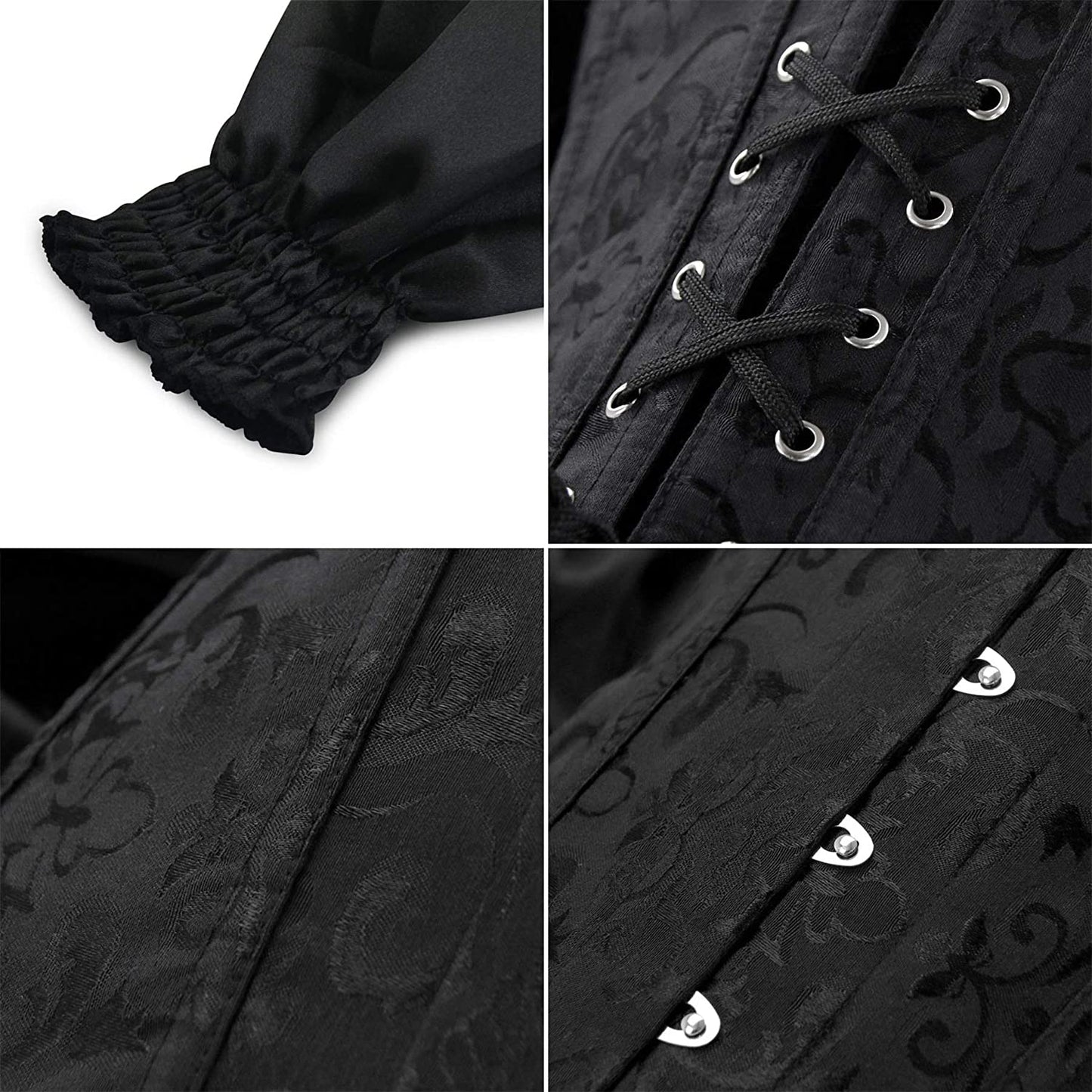 Corset Gothique Manches Longues Bouffantes Alora, haut corset gothique