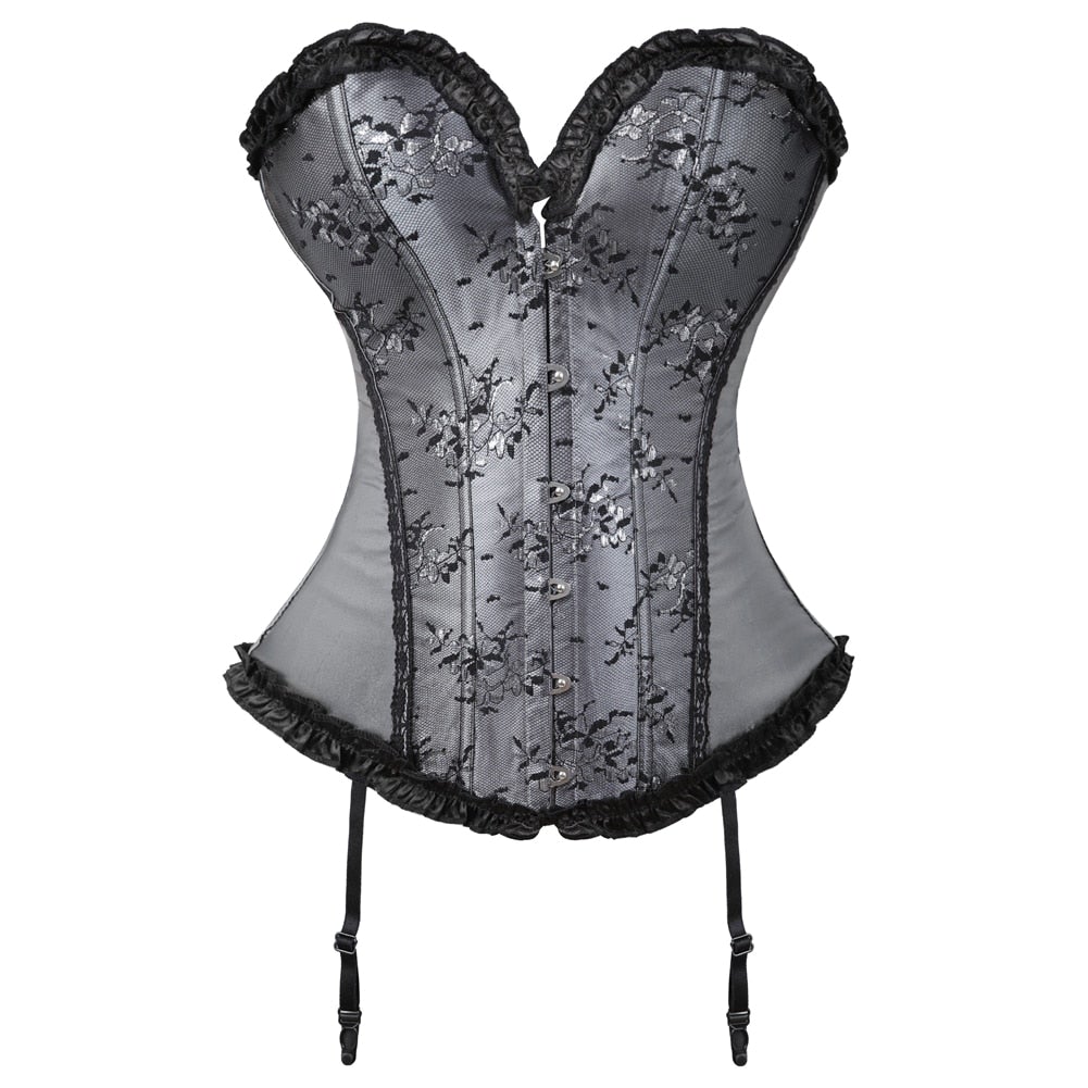Corset Bustier Floral Avec Porte-Jarretelles