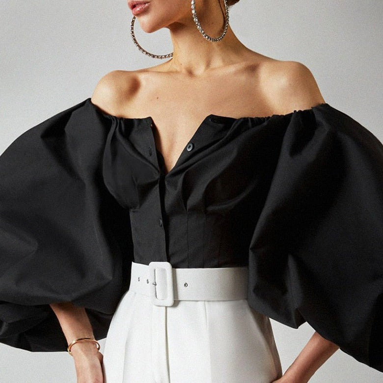 Bustier Chic Noir à Manches Longues