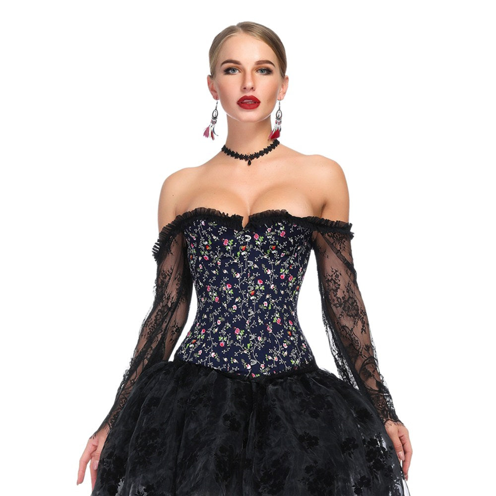 Corset Gothique Manches Longues En Dentelle Scarlet