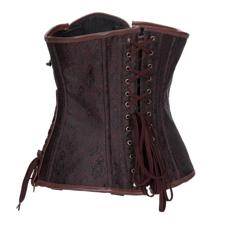 Corset Steampunk Underbust Grande Taille Clara, corset cuir steampunk marron