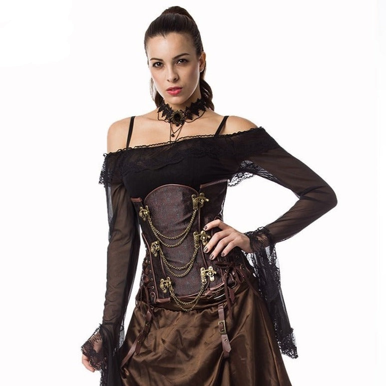 Corset Steampunk Underbust Grande Taille Clara, corset steampunk boutique