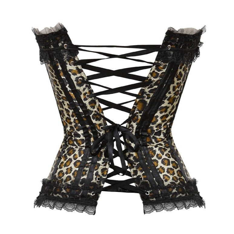 Corset Sexy Léopard En Satin Ellie, corset femme serre taille