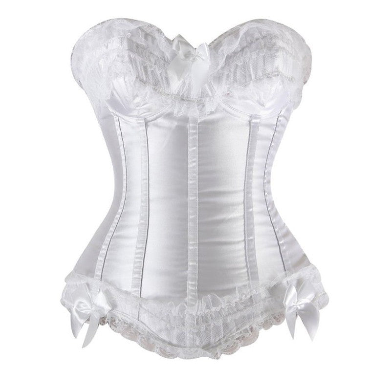 Corset Sexy En Satin Blanc Hattie, corset bustier pour femme