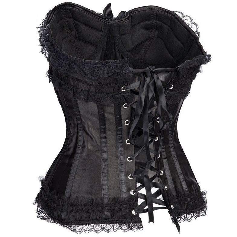 Corset Gothique En Satin Avec Porte-Jarretelles Jillian, corset porte-jarretelles