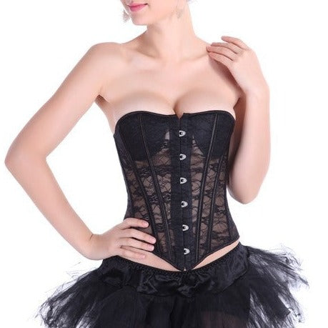 Corset Sexy Transparent en Dentelle Adelina, corset à lacets femme