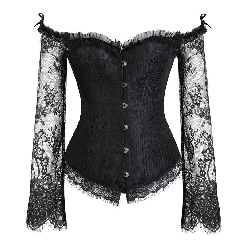 Corset Gothique Manches Longues En Dentelle Alaina, corset gothique dentelle
