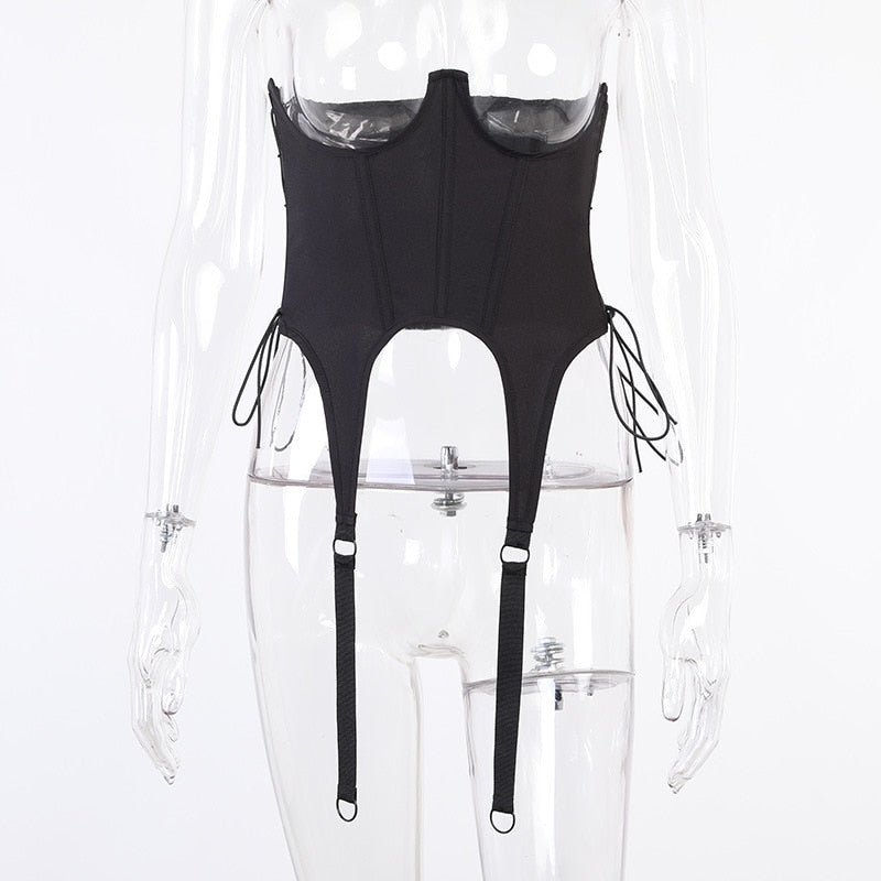 Corset Underbust Moderne Noir Avec Lacets