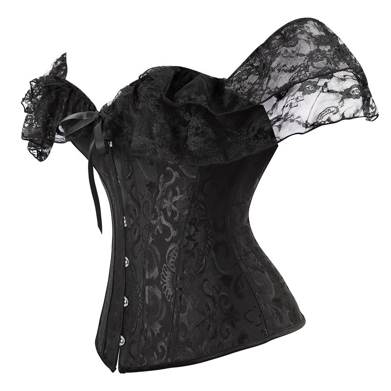 Corset Gothique Manches Courtes En Dentelle Braylee, corset noir