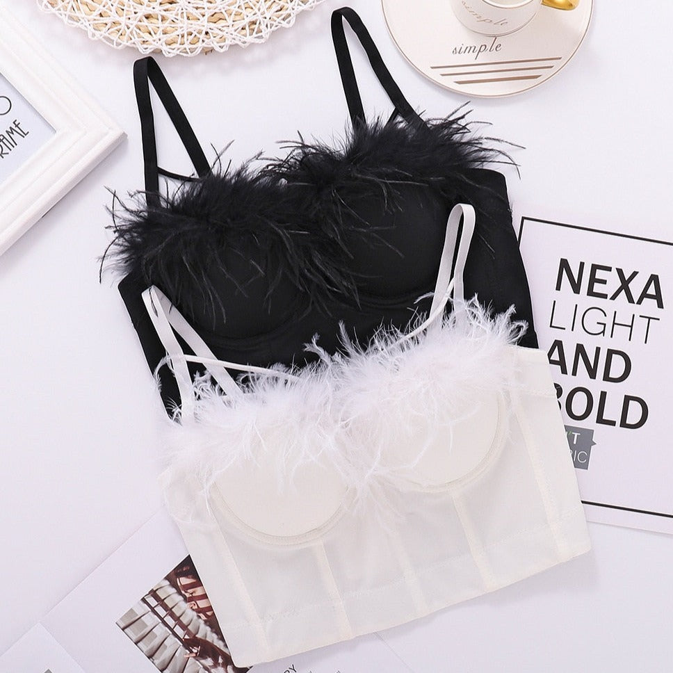 Bustier Plume Blanc, corset blanc