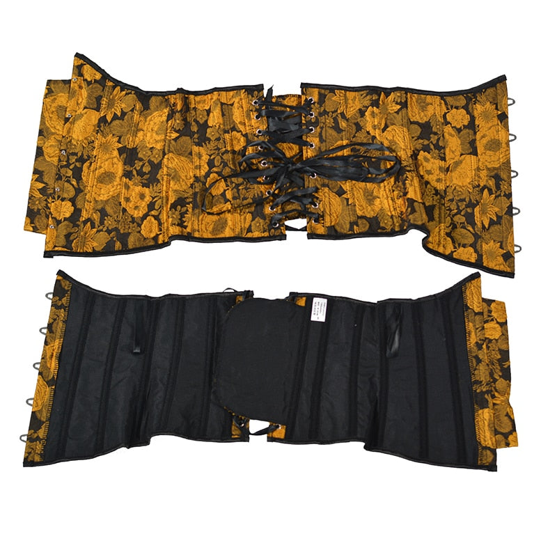 Corset Underbust Floral Jaune, underbust corset renaissance