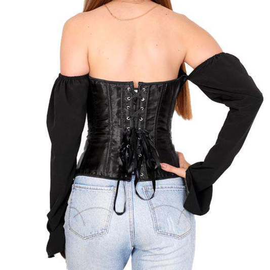 Top Corset Bustier Manche Longue (Noir), Corset pour femme gothique