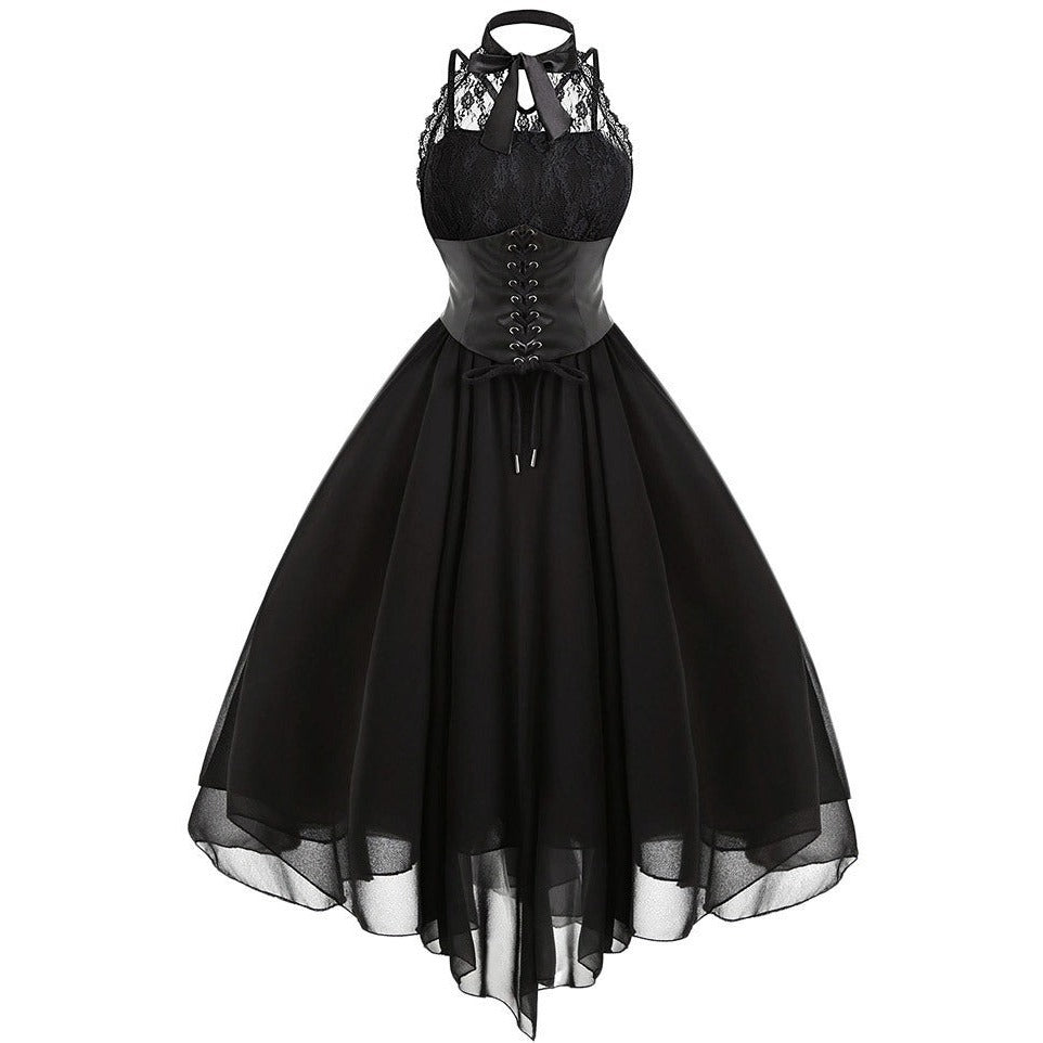 Robe Corset Gothique Dos Nu Laylah, robe courte noire pour femme