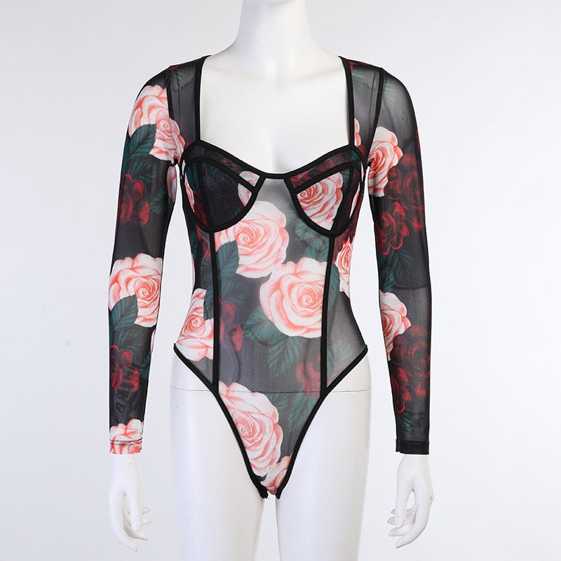 Top Corset Fleuri Pour Femme Natalia (Body), corset col V