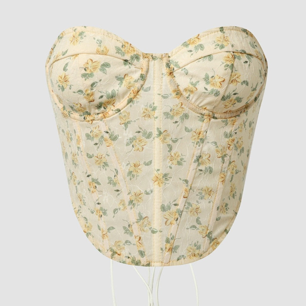 Bustier Top Floral à Lacets, bustier chic