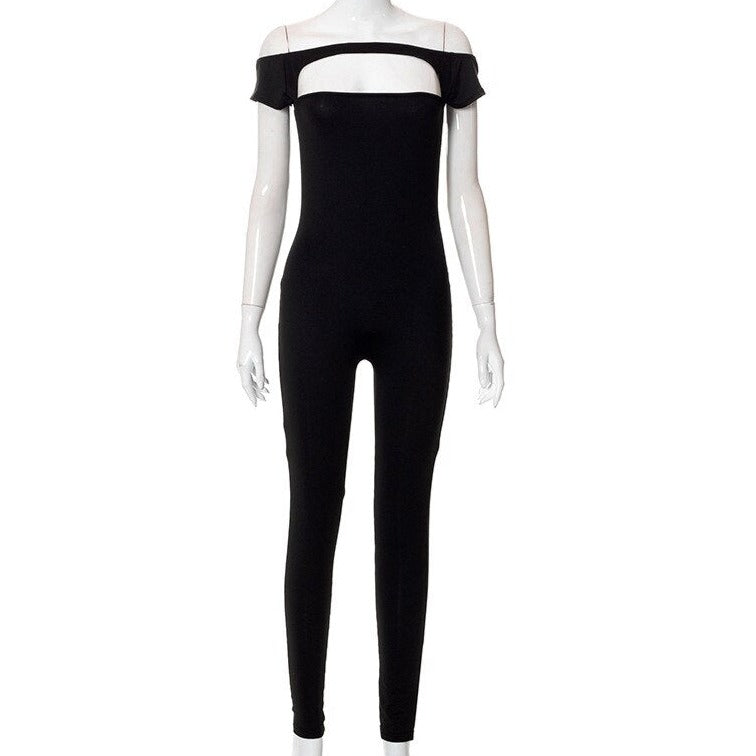 Combinaison Bustier Noir Moulante, combinaison à manches courtes