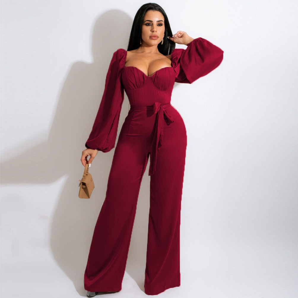 Combinaison Pantalon Bustier Bordeaux