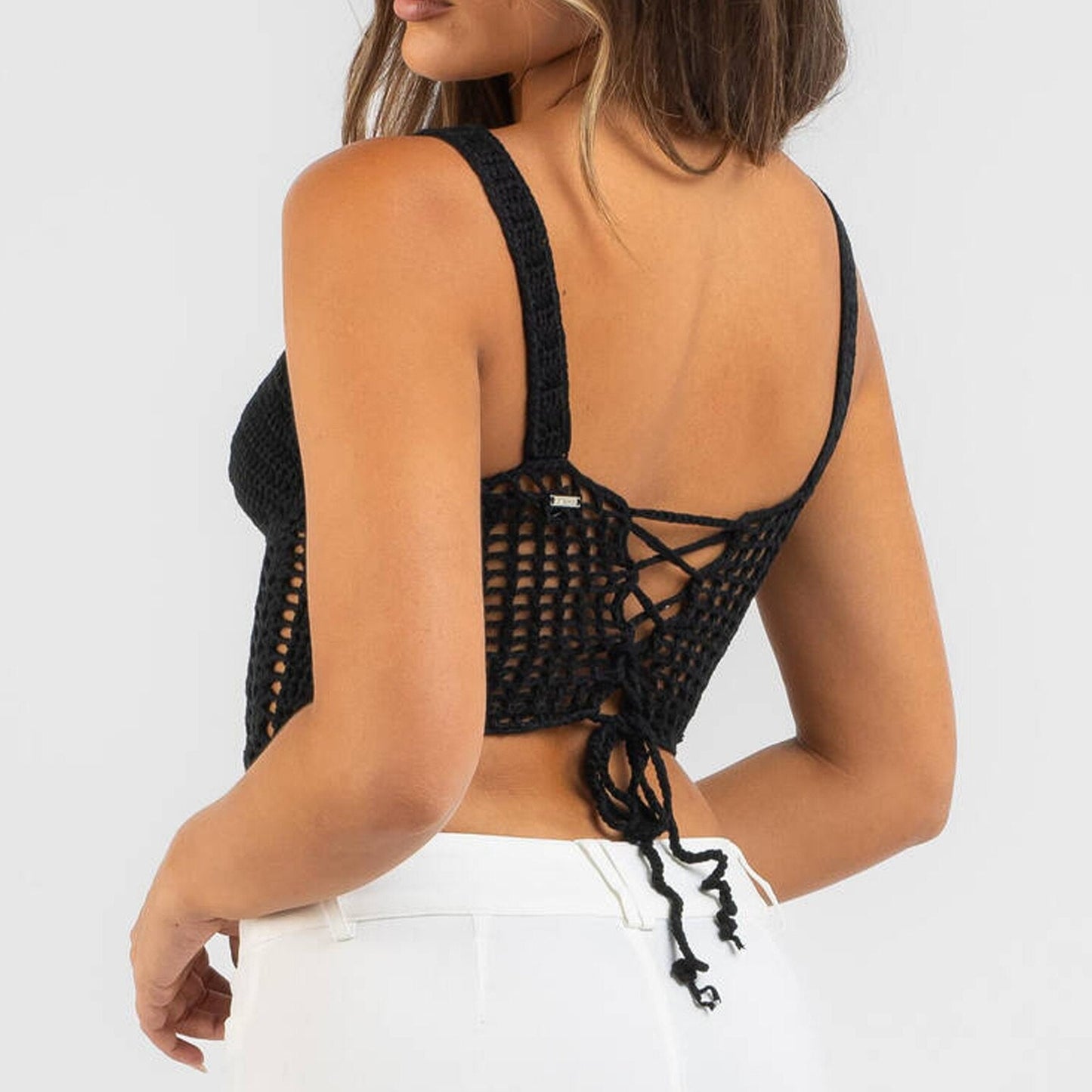 Top Corset Noir Style Bustier Maille, maillot bustier noir