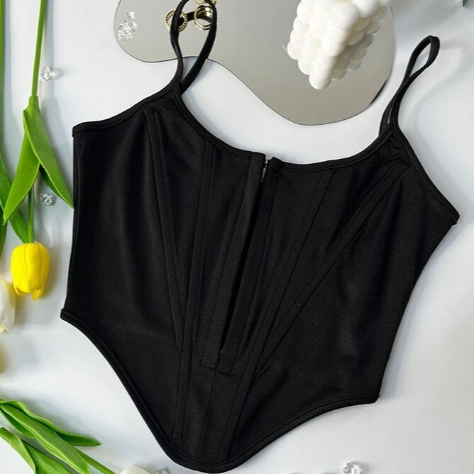 Corset Bustier Sexy pour Femme Avec Bretelles, top bustier noir