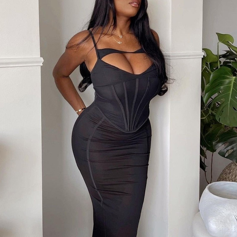 Robe Corset Bustier Longue Noire, robe bustier soirée