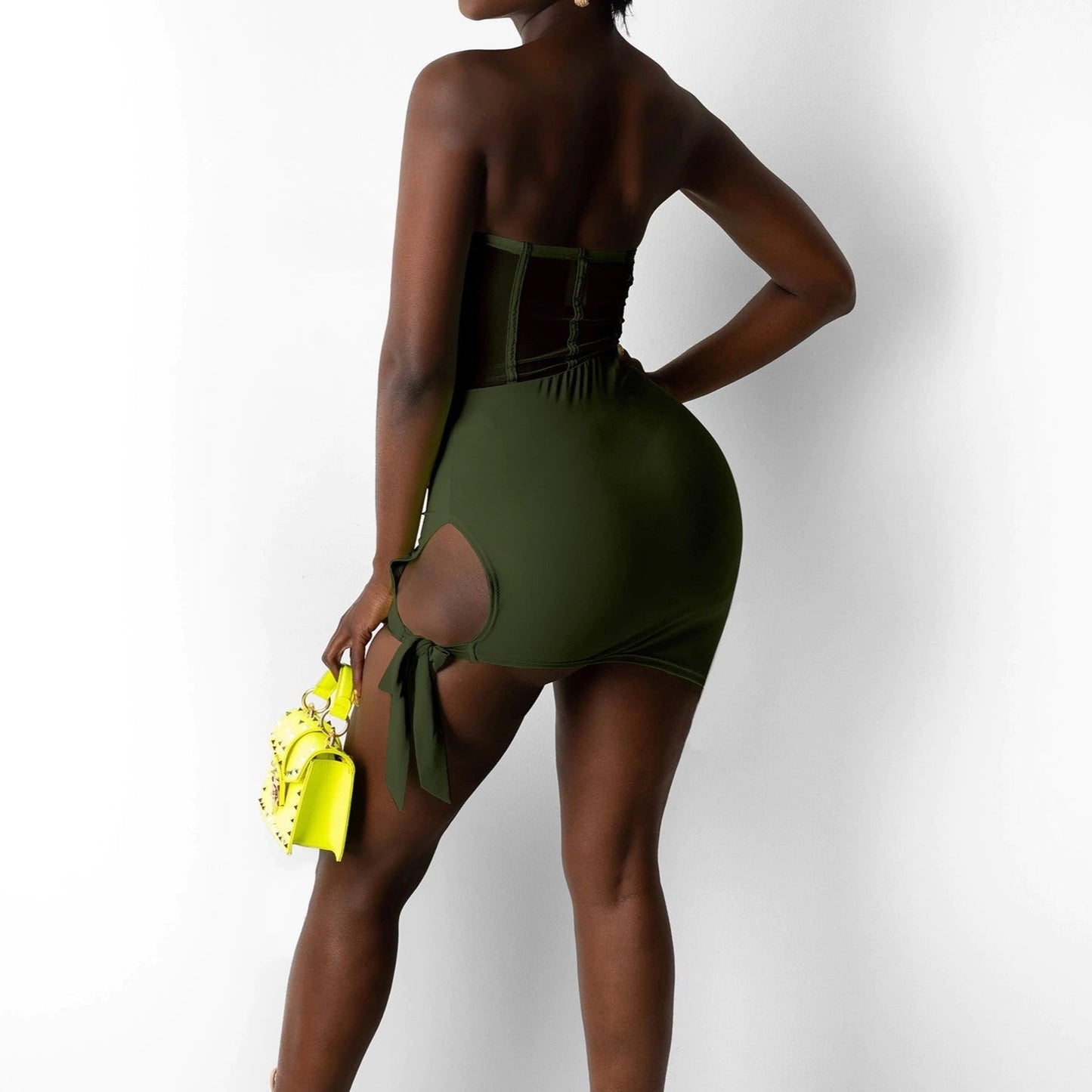 Robe Courte Chic Sans Bretelles, robe effet corset