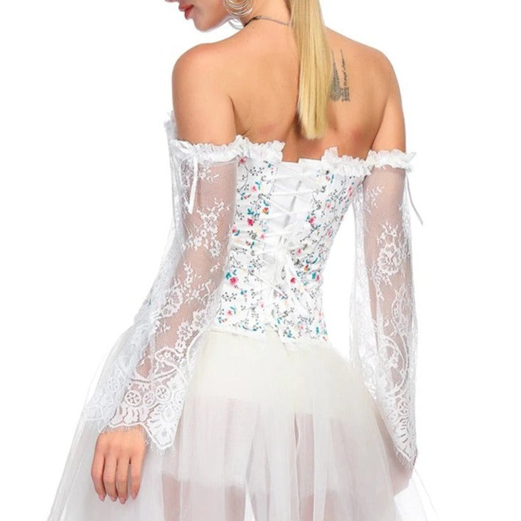 Corset Gothique Manches Longues En Dentelle Karsyn, ensemble corset jupe gothique