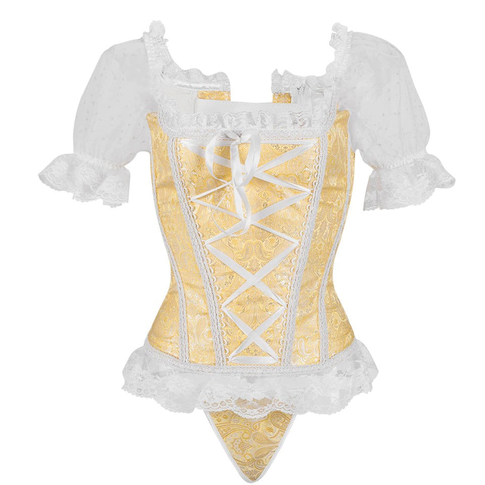Corset Gothique À Manches Courtes Kelly, corset jaune