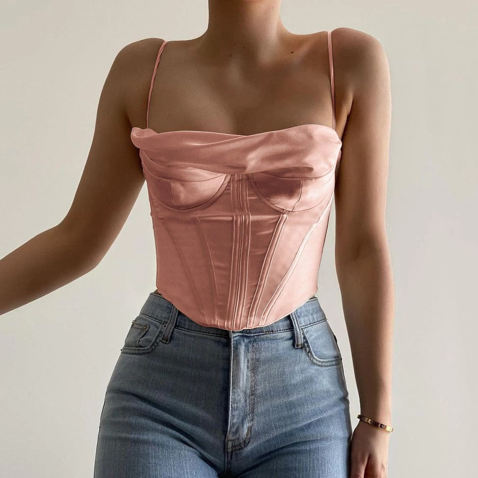 Top Corset Élégant Avec Fines Bretelles Faith, top corset noir femme