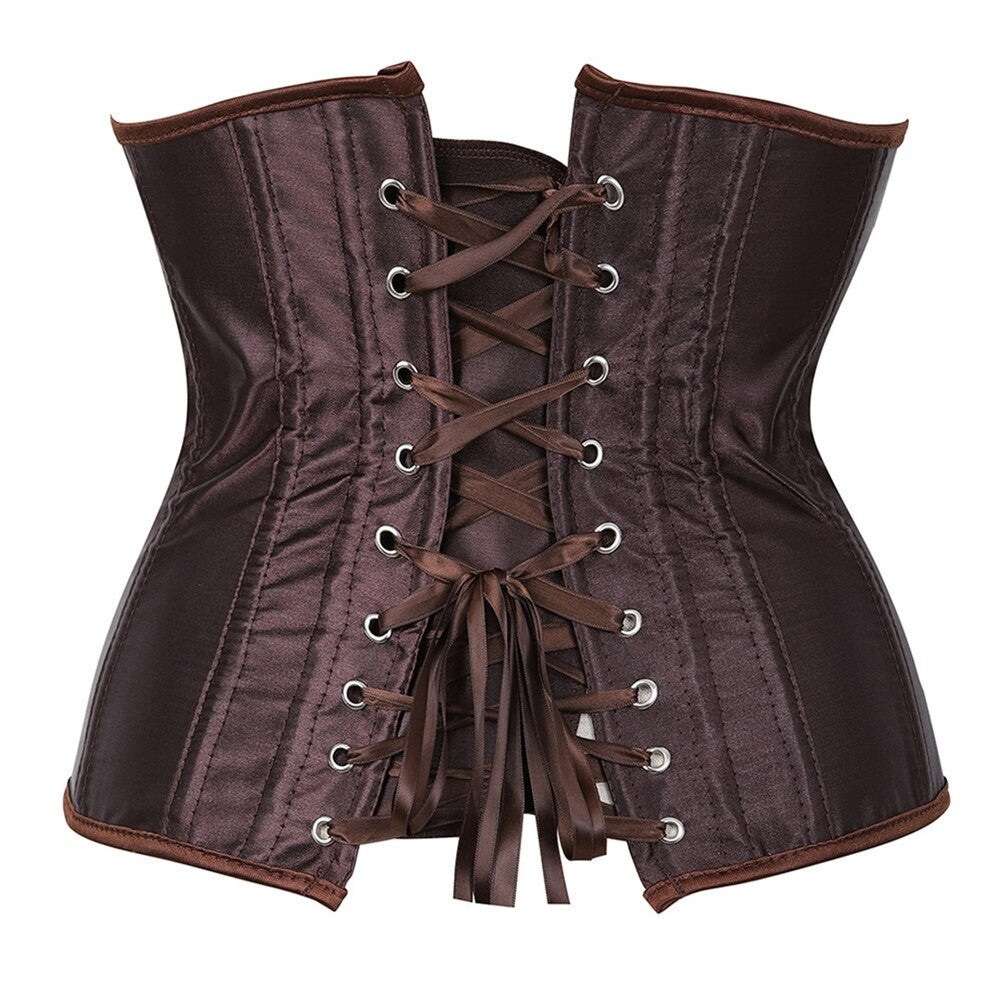 Corset Underbust Gothique Taille De Guêpe Elyse, corset marron