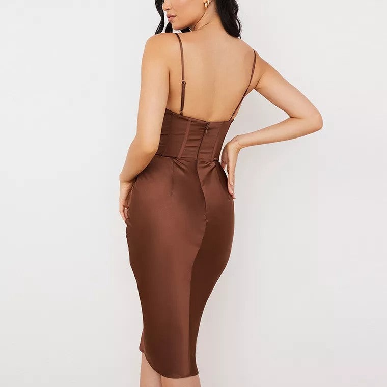 Robe Corset Cintrée Marron (Soirée) , robe mariee et corset