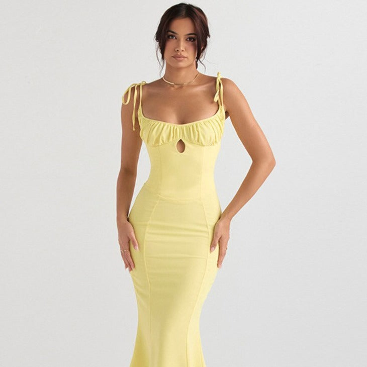 Robe Bustier Jaune, robe bustier longue