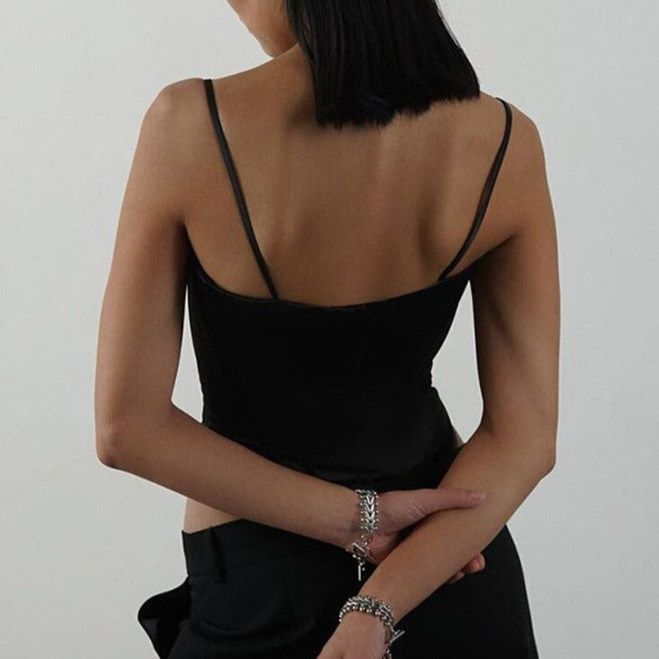 Haut Bustier Noir Bretelles, bustier noir coton