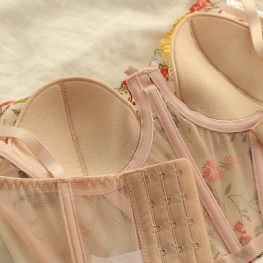 Corset Lingerie Florale, bustier à crochet