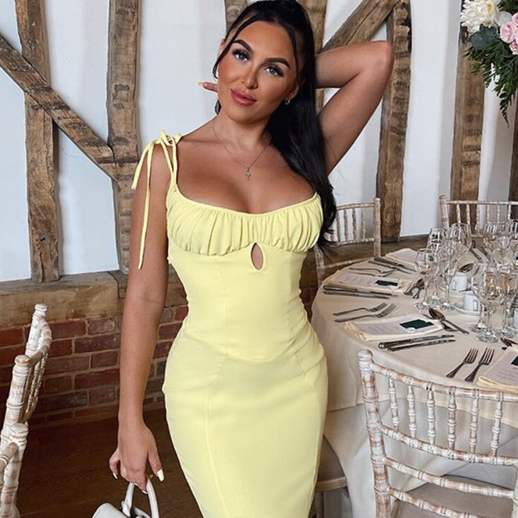 Robe Bustier Jaune, robe bustier sans manches