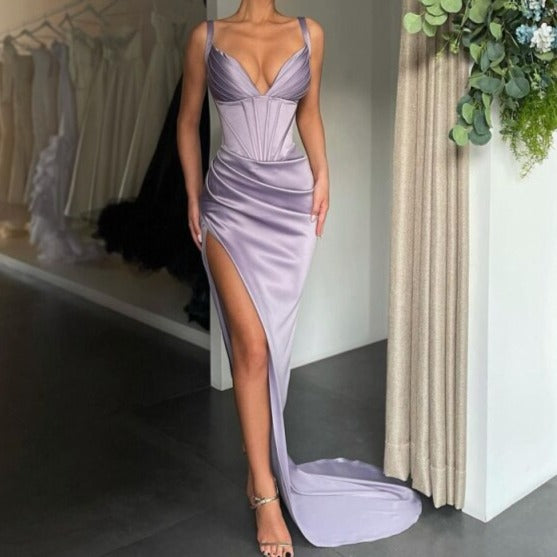 Robe Corset Longue En Satin Erin
