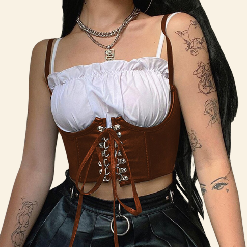 Ceinture Corset Marron Pour Femme, corset bustier victorien