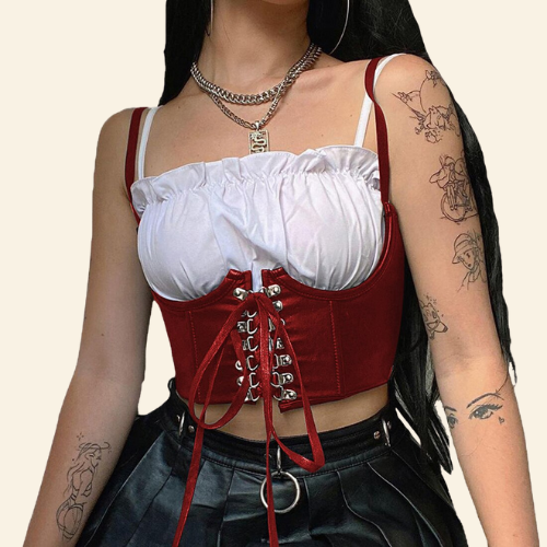 Ceinture Corset Rouge Pour Femme, corset sexy en latex